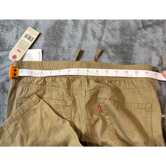 NWT Levi’s Slim Fit Short Size XL 13-15 10” Inseam Khaki Pockets Elastic Tie Boy - Picture 6 of 7